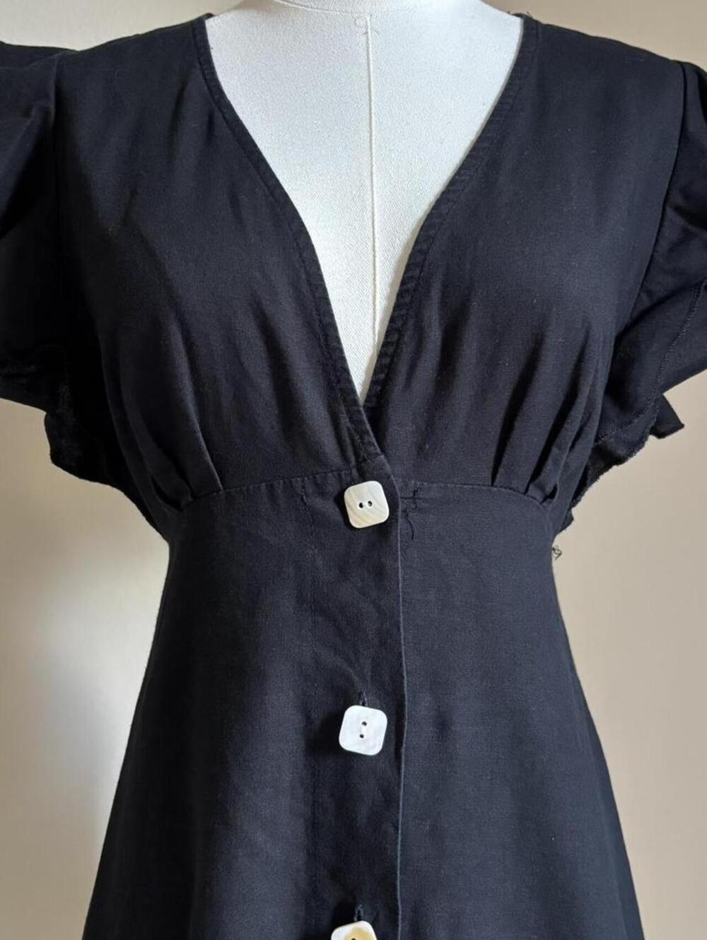 Charlie Holiday Black Linen Blend Dress - Picture 2 of 8